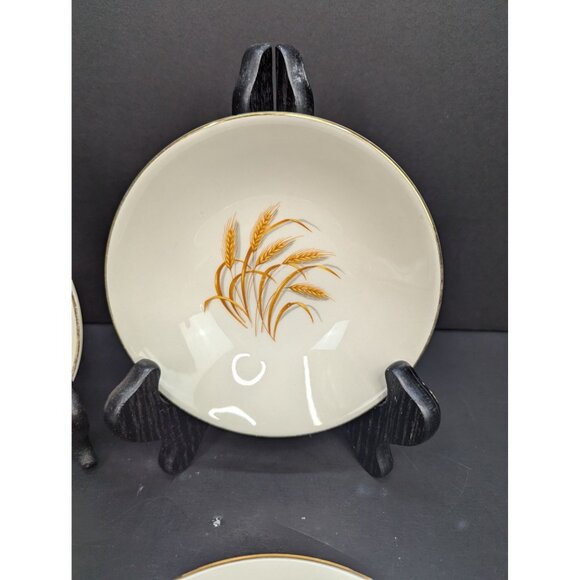 Vintage Golden Wheat Made in USA 22K Gold 5 Inch Dessert Berry Bowls Lot of 4 - Picture 3 of 8